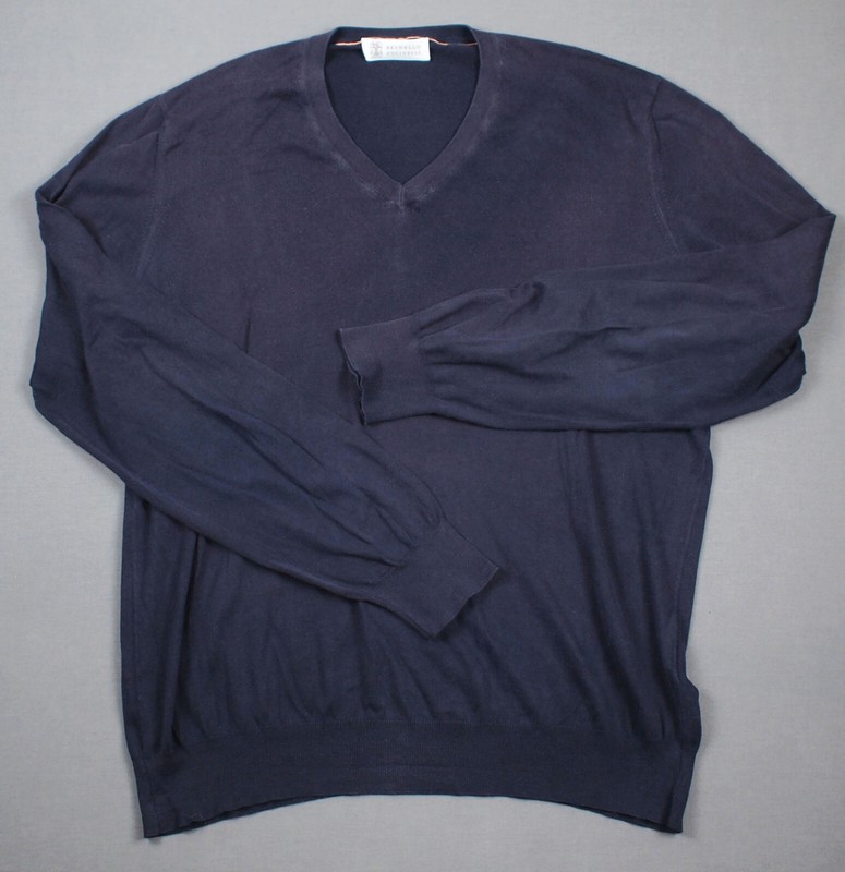 Brunello Cucinelli Mens 100% Cotton Sweater Size It 50 / M / Medium Navy Blue