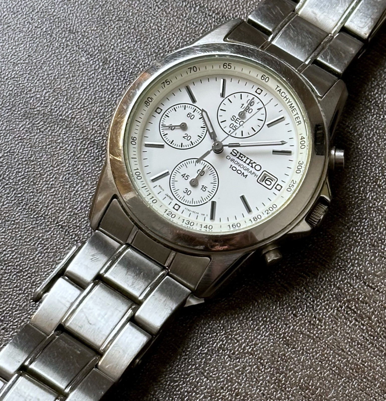 Seiko 7T92-OCWO Chronograph Made In Japan White Dial Men's Seiko 7T92-OCWO Chronograph Made In Japan White Dial Men's