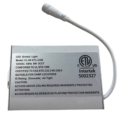 Intertek 5002327 LED Gimal Light Model CL 8X ETL COB w 3000K 4000K