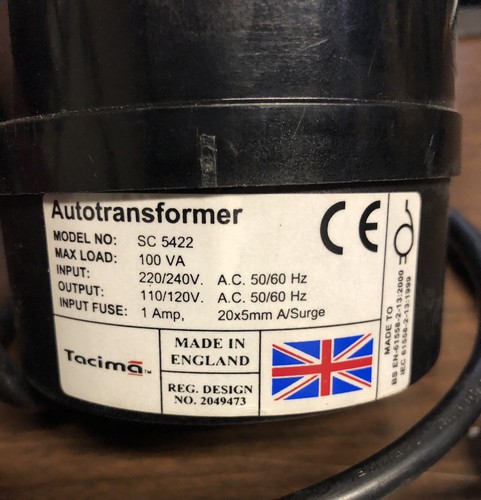 Tacima SC 5422 240/120V  AutoTransformer USA equipment in Europe/Asia (SA2)