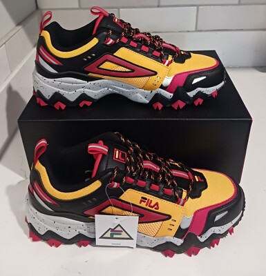 Fila Oakmont TR Gold Fusion Black Red Men's Sz 9.5 Hiking Trail Shoes