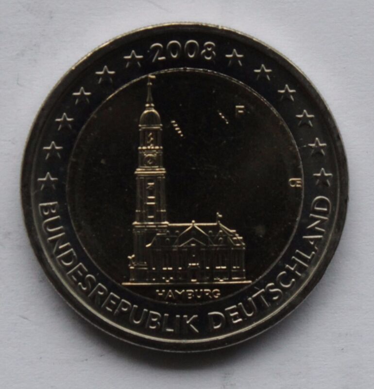 GERMANY - 2 € commemorative euro coin 2008  -  Hamburg  St Michael