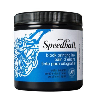 Water-Soluble Block Printing Ink, 8-Ounce Jar, Black