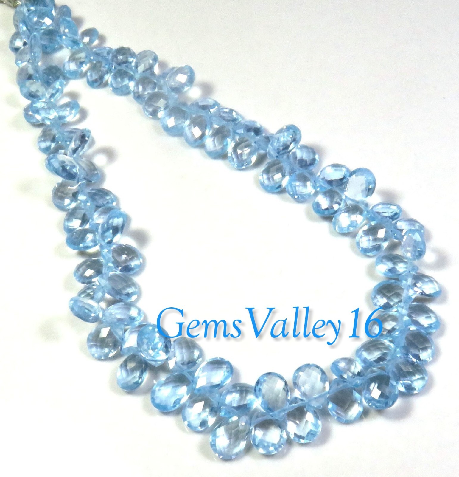 ・:*+Bellepage:+ Pear-Shaped London Blue Topaz & White Lab-Created Sapphire