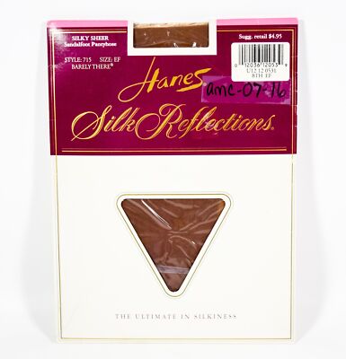 Hanes Silk Reflections Silky Sheer BARELY THERE Sandlefoot Pantyhose 715 Size EF