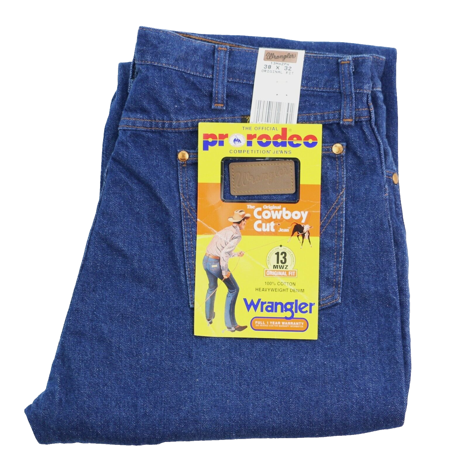 

Винтажные мужские джинсы Wrangler, сделано в США, W38 L32, деним 14,75 унций, 13MWZ Deadstock, Синий, Wrangler 13MWZ