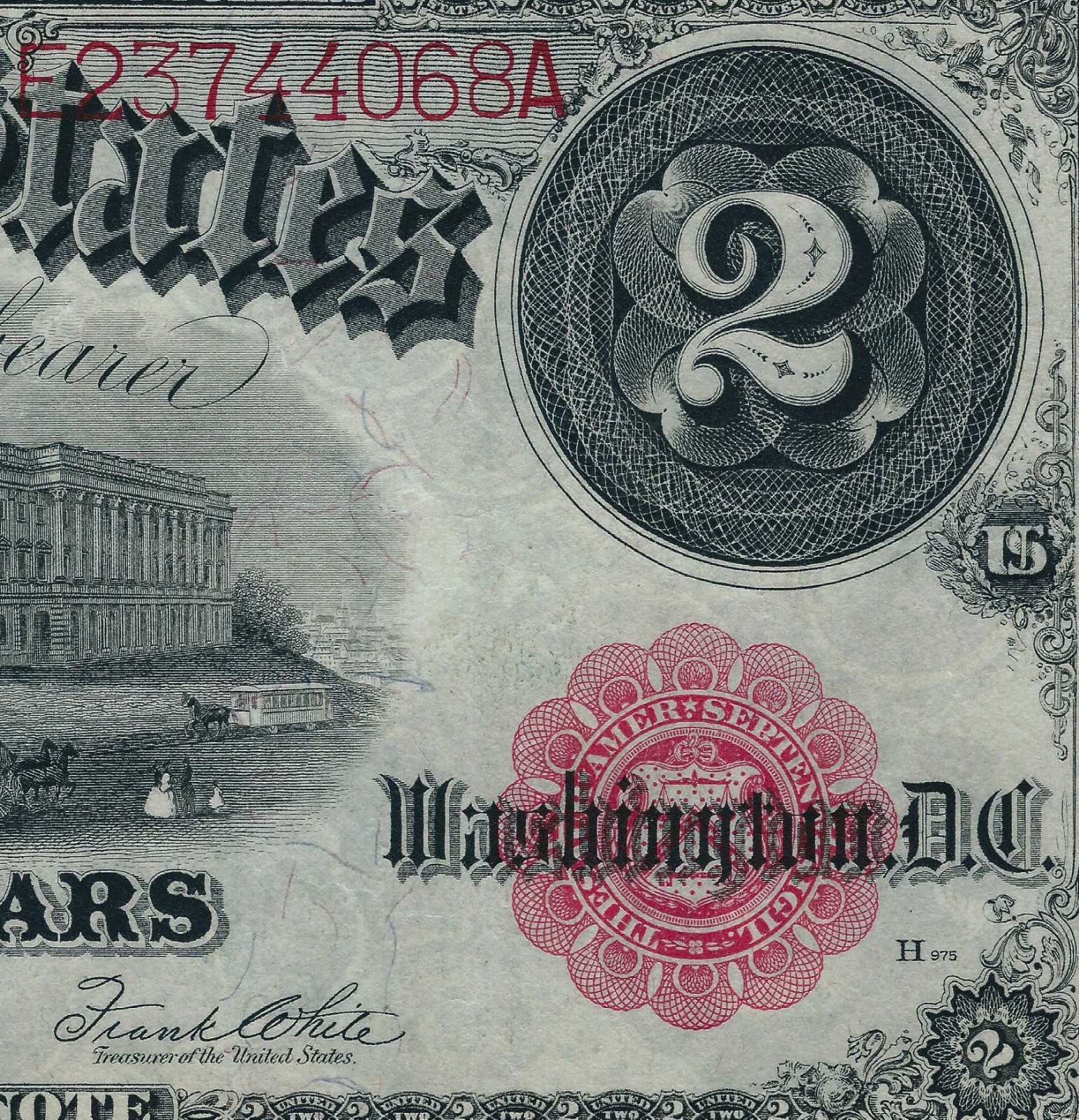 perfect beautiful note 1917 $ 2 Dollar. serial E 23744068 A usa bid only thanks
