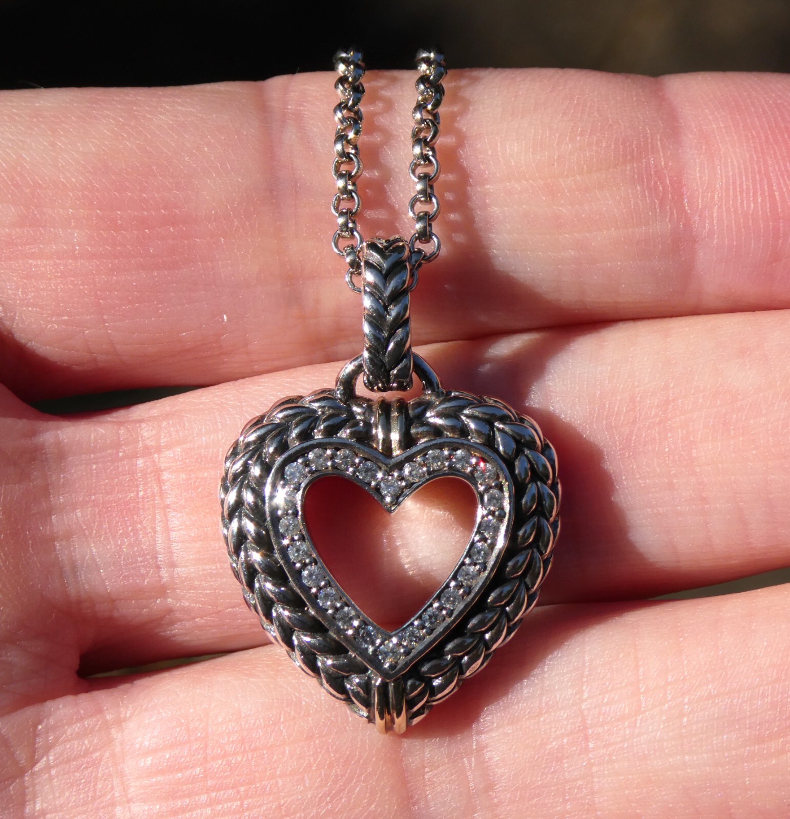 KI Kim International Sterling 14k Natural Diamond Heart