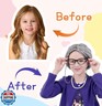 100 Days of School Old Lady Costume for Kids Girls,100th Day Old Lady Wig Granny Grandma Dress Up