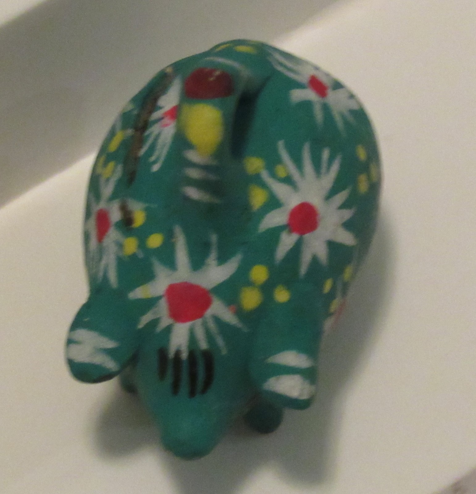 Barbie Dollhouse Mini Green Handled Piggy Penny Coin Bank Ceramic Mexico?