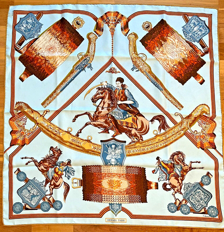Foulard/Schal/ShawlâHermesâCavalier Ottomans  SignÃ© âSilk Scarf
