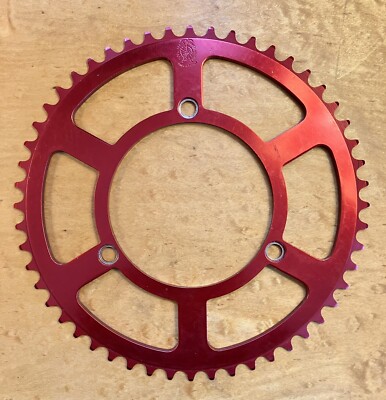 NOS TA SPECIALITES 3 Arm Chainring Red Anodized 52 Tooth, 116 BCD New Old Stock