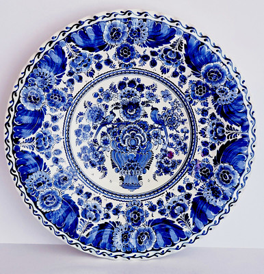 DELFT XXL CHARGER WALL PLATE 18.7 INCHES HAND-PAINTED EXCELLENT RARE