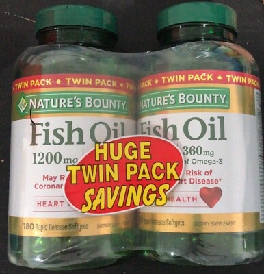 Nature s Bounty Fish Oil Omega-3 1200mg Softgel 180 TWIN PACK - Exp.10/24+ (E6)
