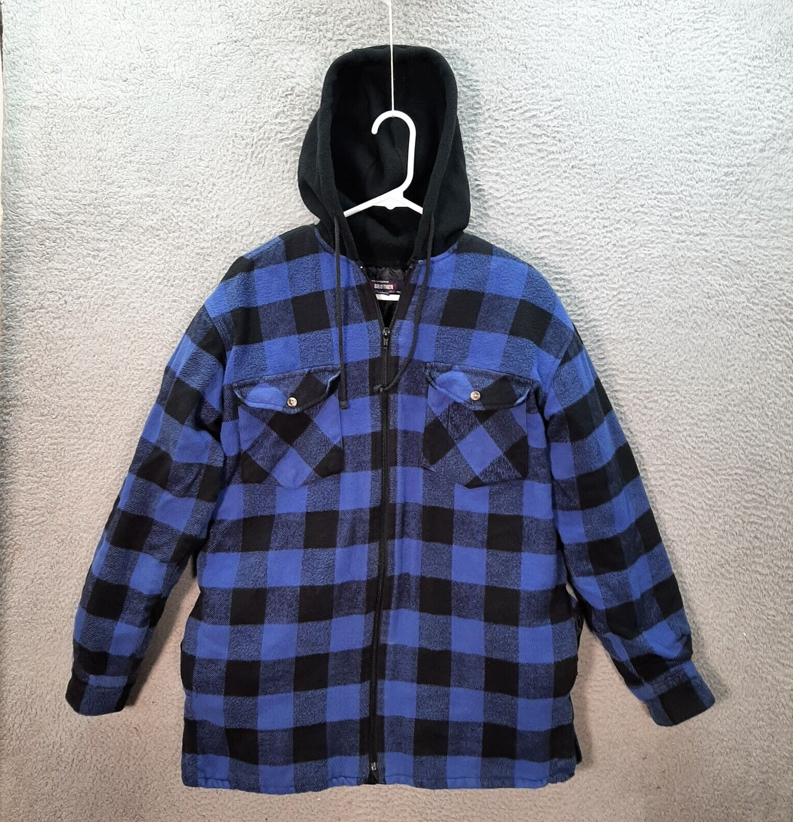 Vintage Five Brother Flannel Adult Medium Blue Black Check