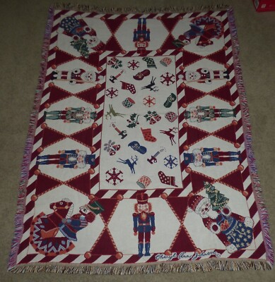 Goodwin Weavers Nutcracker Christmas Blanket Tapestry Throw Fringe 67 x48 