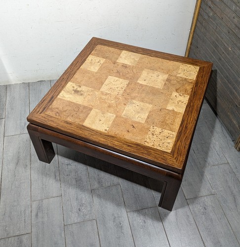 Vintage Asian Ming Style Solid Wood Coffee Table Inlaid Burl