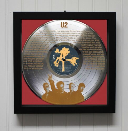 U2 - With Or Without You Framed Etched Silver LP Shadowbox