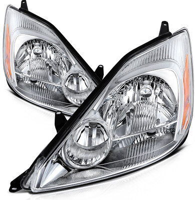 Pair Headlights Assembly For 2004-2005 Toyota Sienna CE/LE/XLE Chrome Headlamps