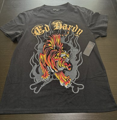 Ed Hardy Men s Studded Tiger Graphic Print Shirt Size L New, Y2K