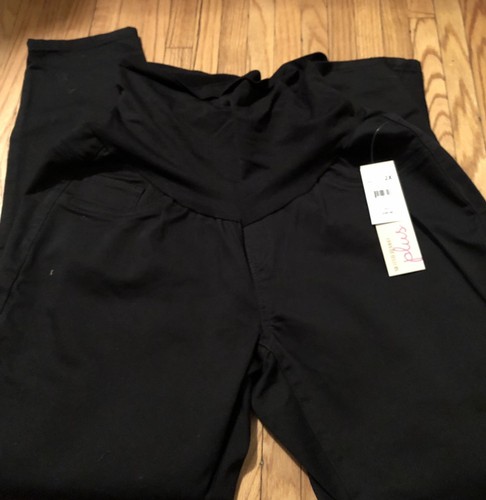 Motherhood Plus Maternity Jeans  2X Relaxed Belly Panel Basic Black