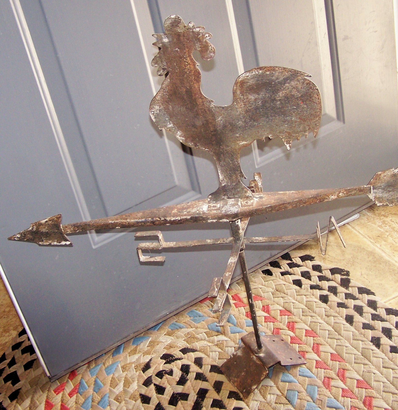 Vintage antique weatervane rooster hand cut, hand forged