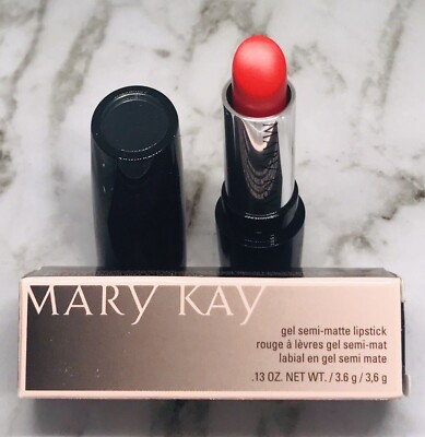 New In Box Mary Kay Gel Semi-Matte Lipstick Poppy Please Full Size Fast Ship