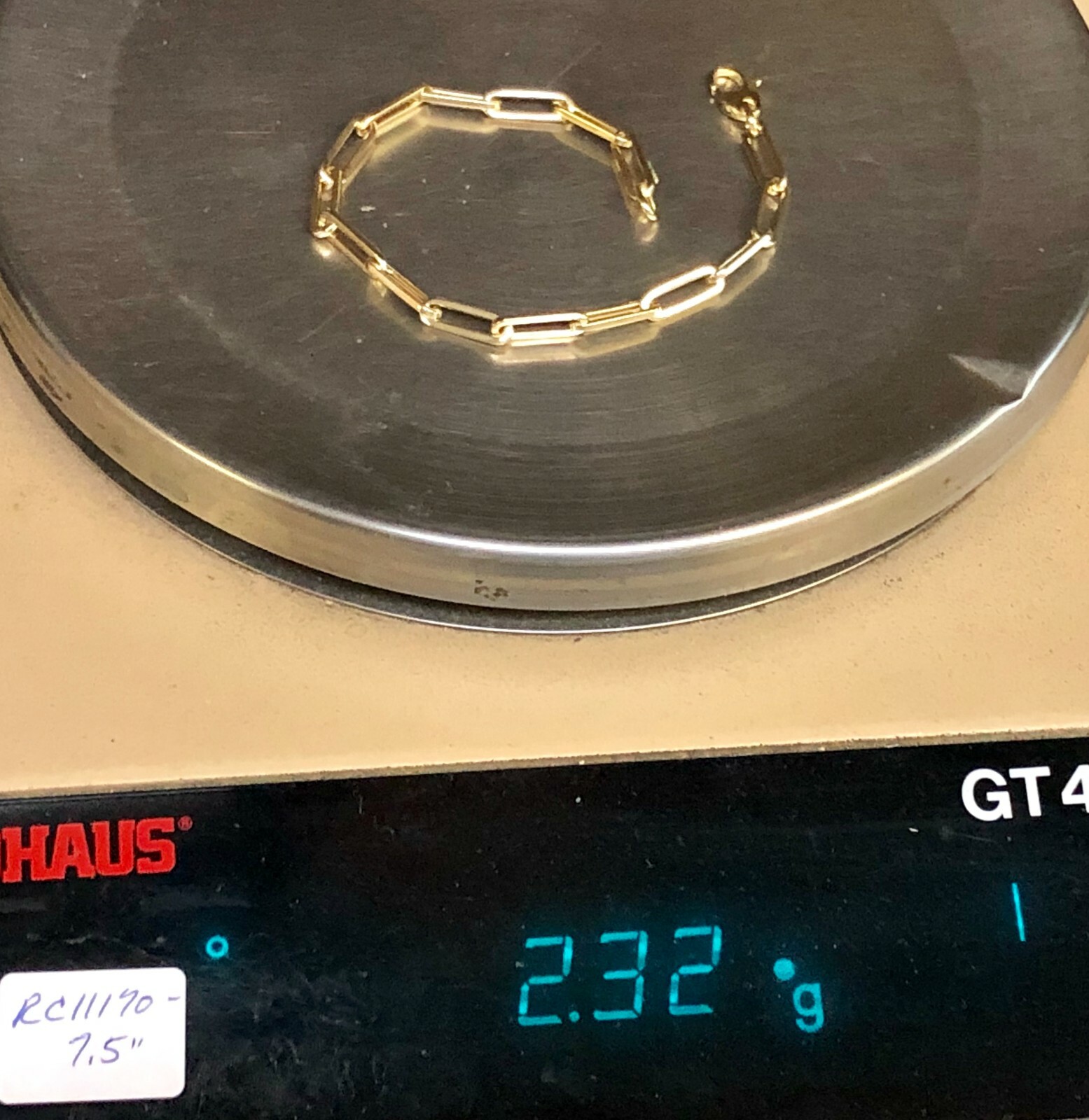 Pre-owned R C I 14kt Rose Gold Lite Paperclip Link Chain Bracelet 7.5 Inch 2.5 Grams 4.2mm In No Stone