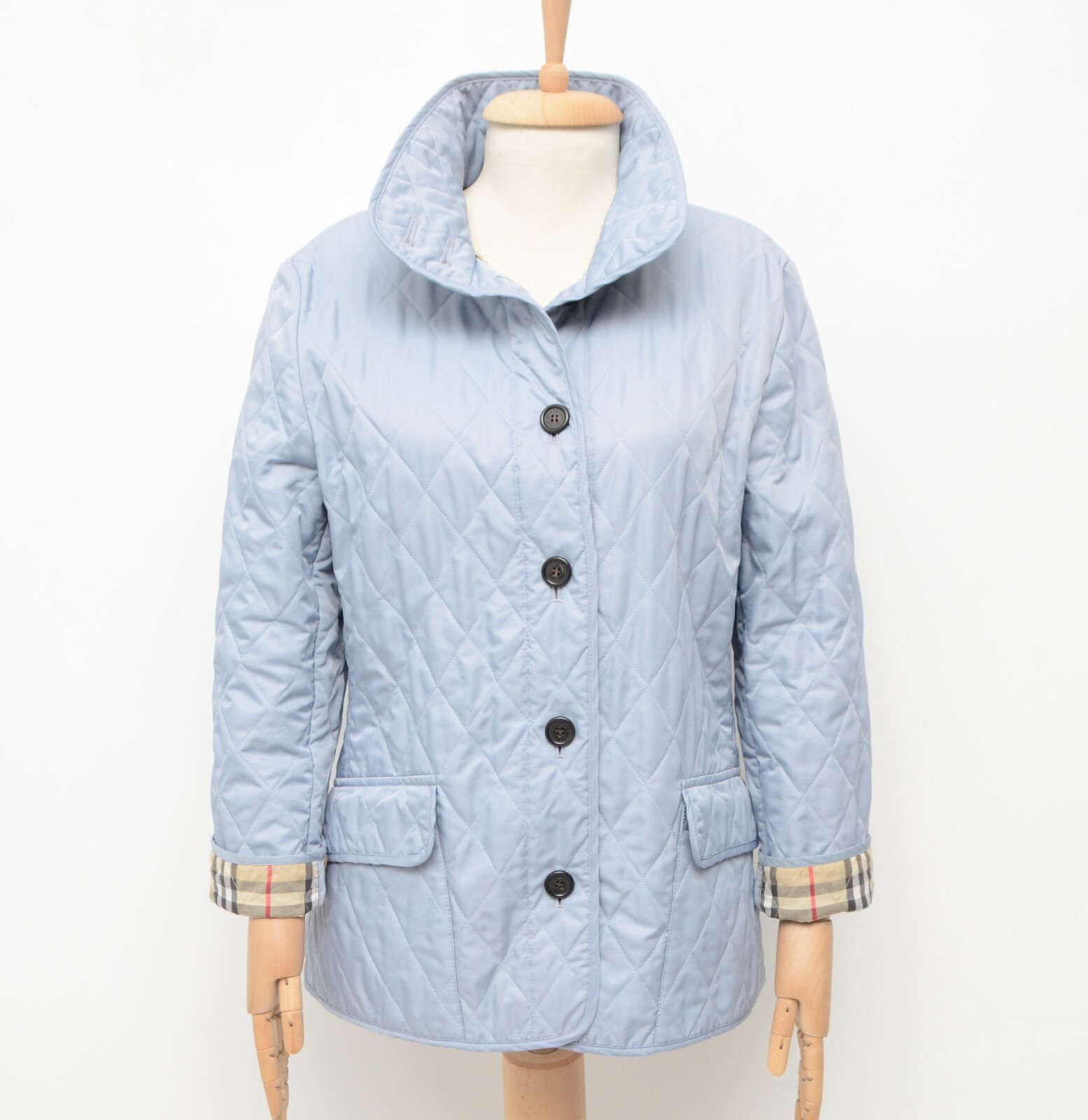 Women's Burberry London Quilted Light Blue Jacket Coat Size