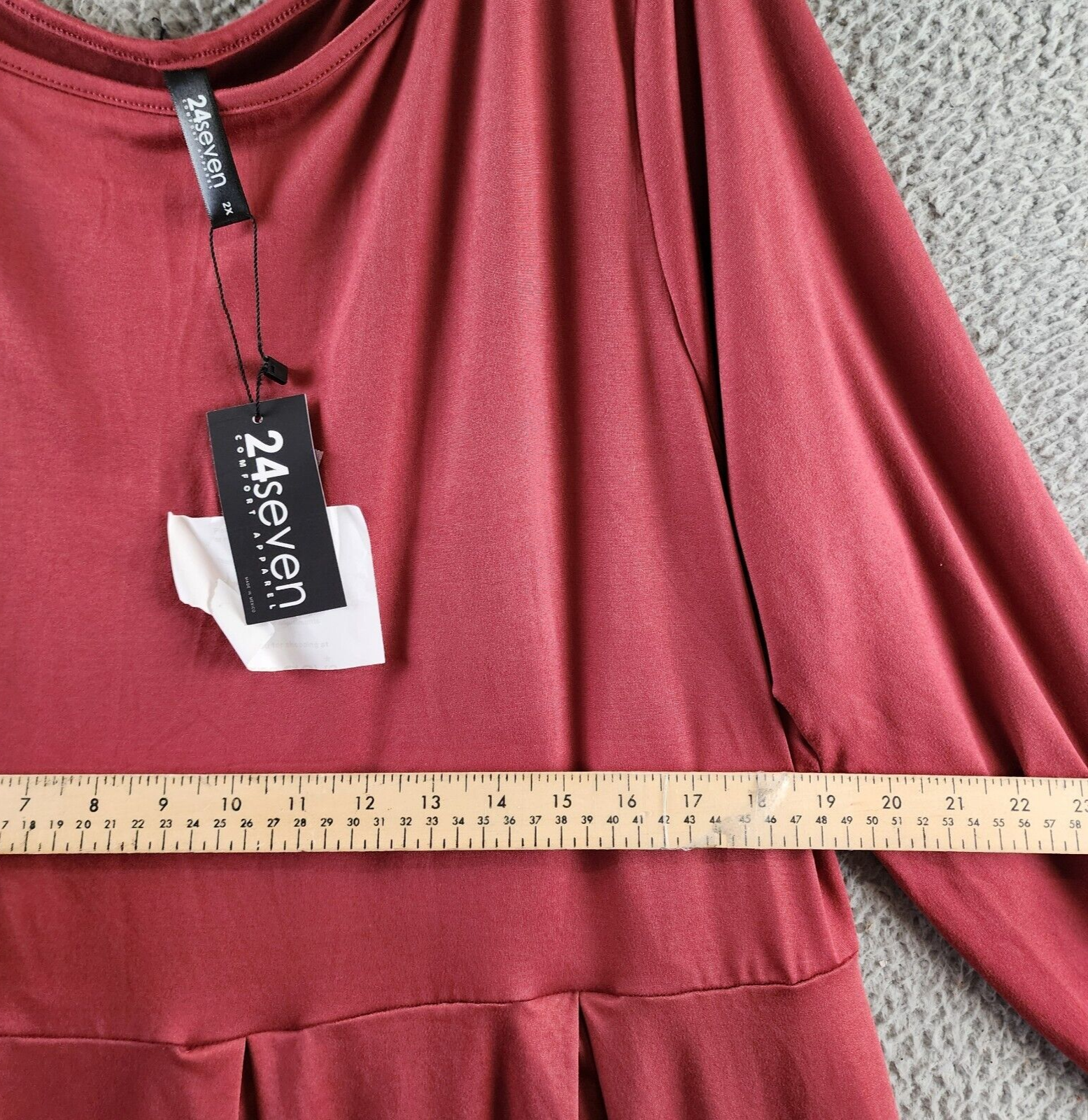24seven Comfort Apparel Plus Fit And Flare Midi Dress Women's 2X Brick Pullover - Picture 8 of 14