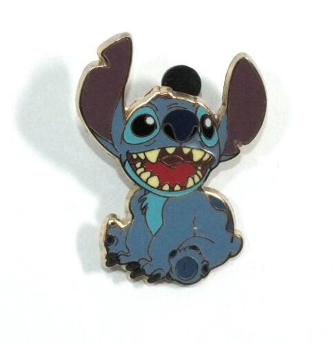 Disney Pin Trading Lilo & Stitch Blue Alien Stitch Sitting Mouth Wide Open Laugh