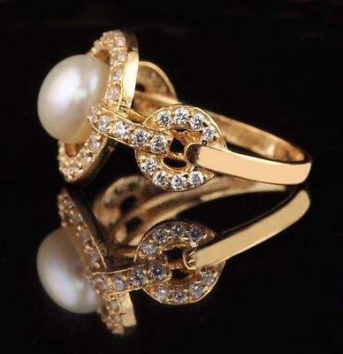 Pre-owned Vt Gems 14kt Yellow Gold / 3.25ct Natural Freshwater Pearl & Igi Certified Diamond Ring
