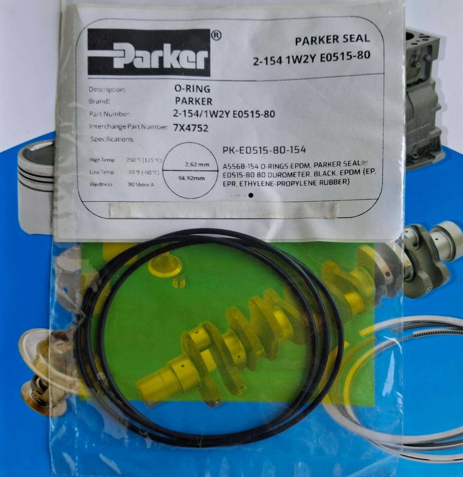 O-RING SEAL PARKER 2-154/1W2Y E0515-80 EPDM 94,92mm 2,62mm