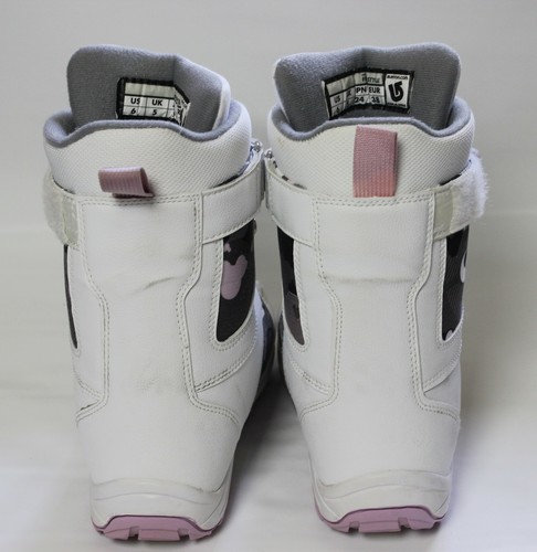 Burton Kids Snowboarding Boots White with Gray and Pink Size 6 Winter Sport Gear