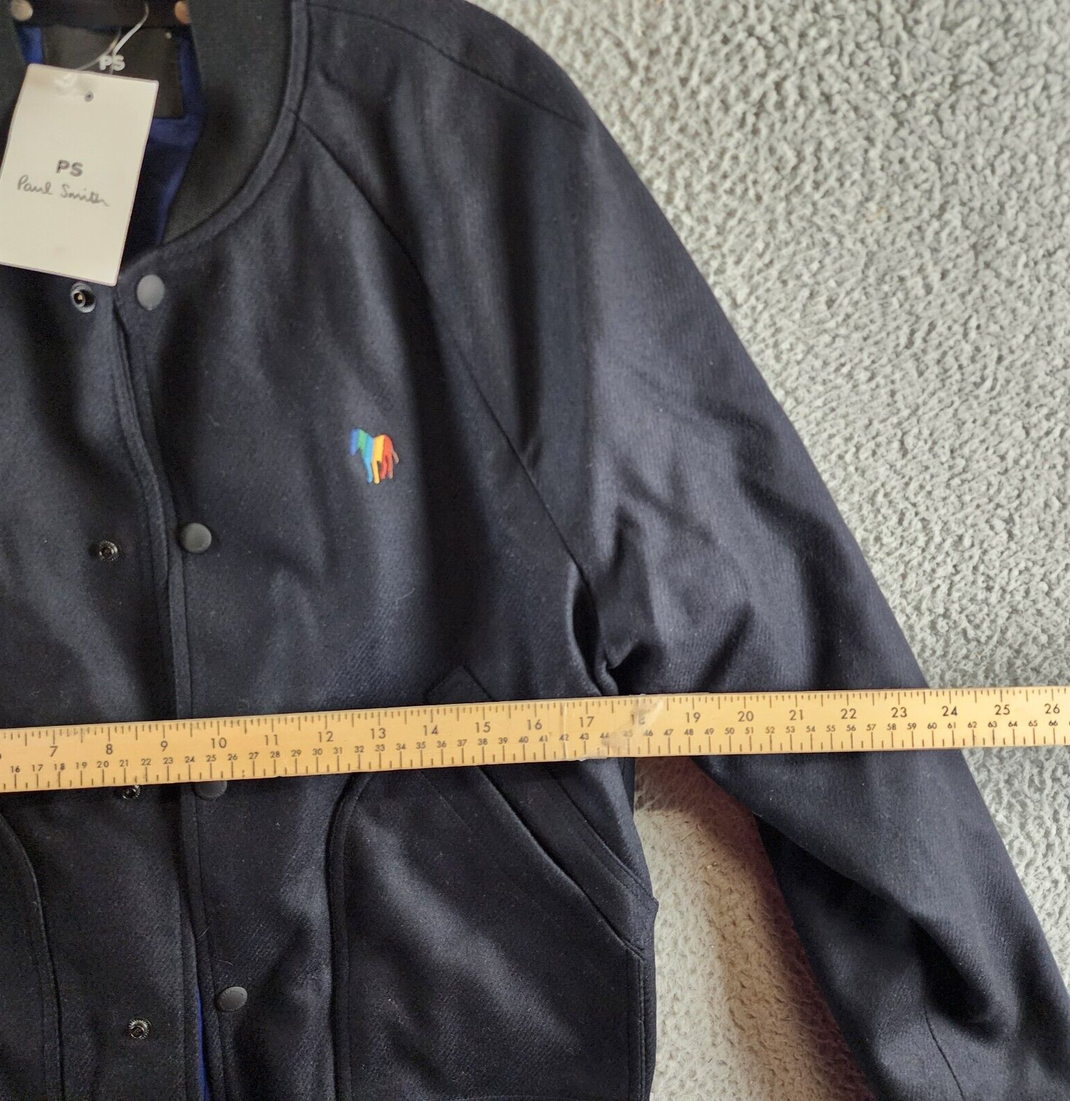 PS Paul Smith Wadded Varsity Jacket Men's S Navy Cashmere/Wool Blend Long Sleeve - Picture 9 of 16