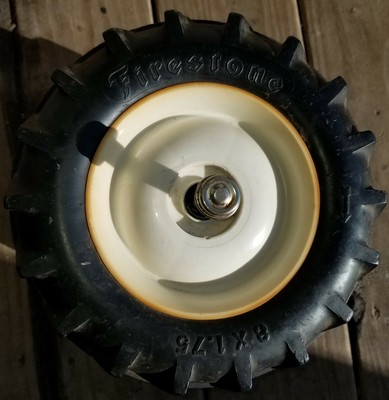 VINTAGE FIRESTONE 8 X 1.75 PEDAL CAR RUBBER TRACTOR TIRES RIMS AND AXLE