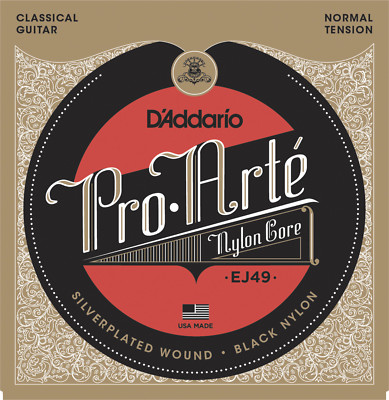 D'Addario EJ49 Pro-Arte Black Nylon classical guitar strings, NormalTension