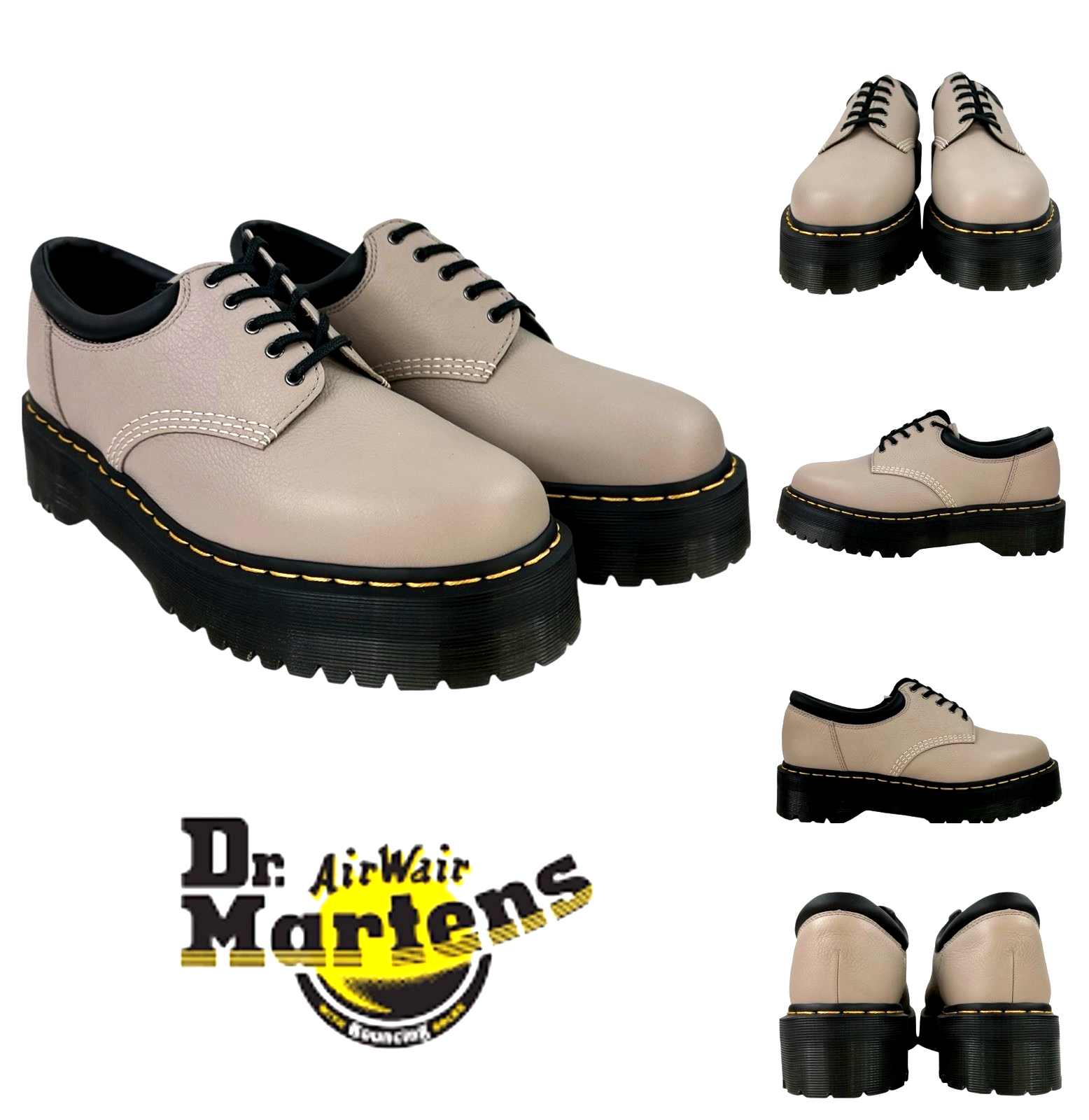 靴 Dr.Martens 8053QUAD NEW Dr. Martens 8053 Quad Leather Platform Pink/Peach