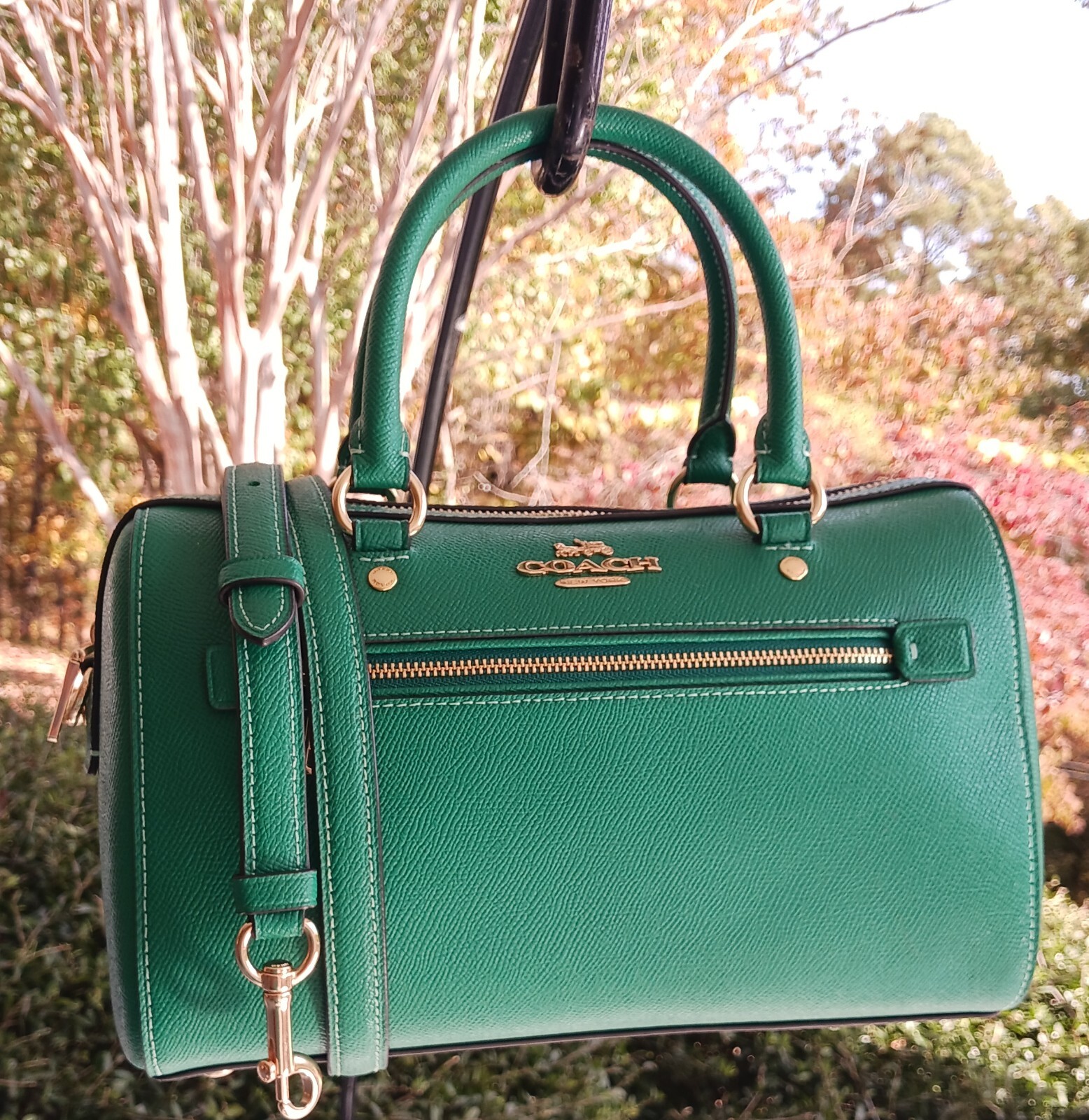 COACH★Rowan Satchel 2way ★F83607/ F79946 (追跡付き) Coach Rowan SMALL F79946 Emerald Green Leather Crossbody