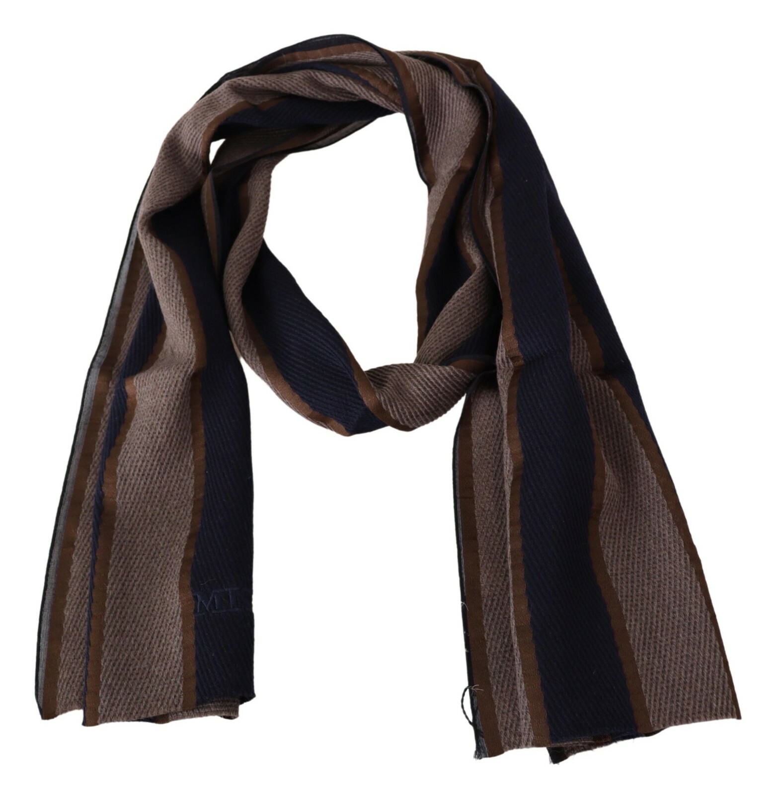 

Шарф MISSONI Коричневый шерстяной полосатый унисекс, шаль с логотипом 180см x 40см $340