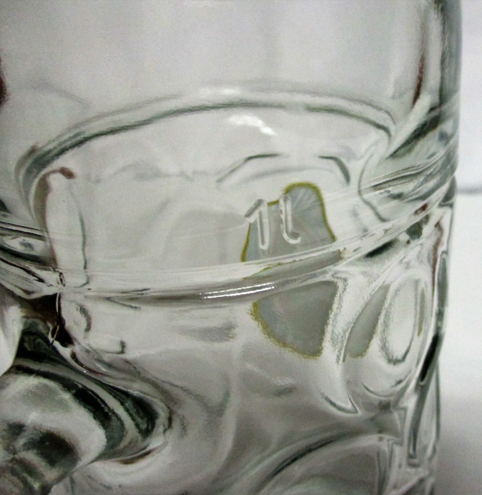 Paulaner  Munchen Brewery 1 Liter Dimpled Clear Glass Beer Mug Stein Rastal