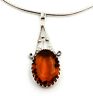 925 Sterling Silver & Citrine Glass Pendant & Snake Chain Fine Jewellery.JPG