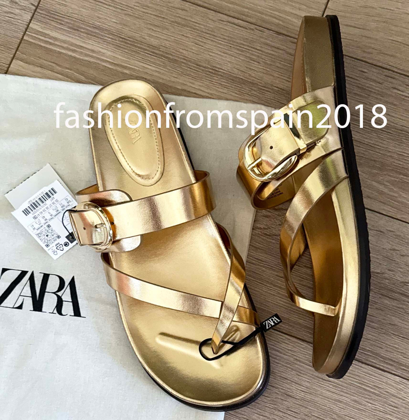 ZARA NEW WOMAN METALLIC EFFECT CROSSED STRAP SANDALS SHOES