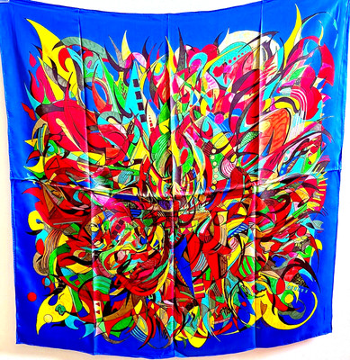 35''x35'' Magic Pattern Print Pure Mulberry Twill Silk 14momme Scarf 88x88cm 4-93