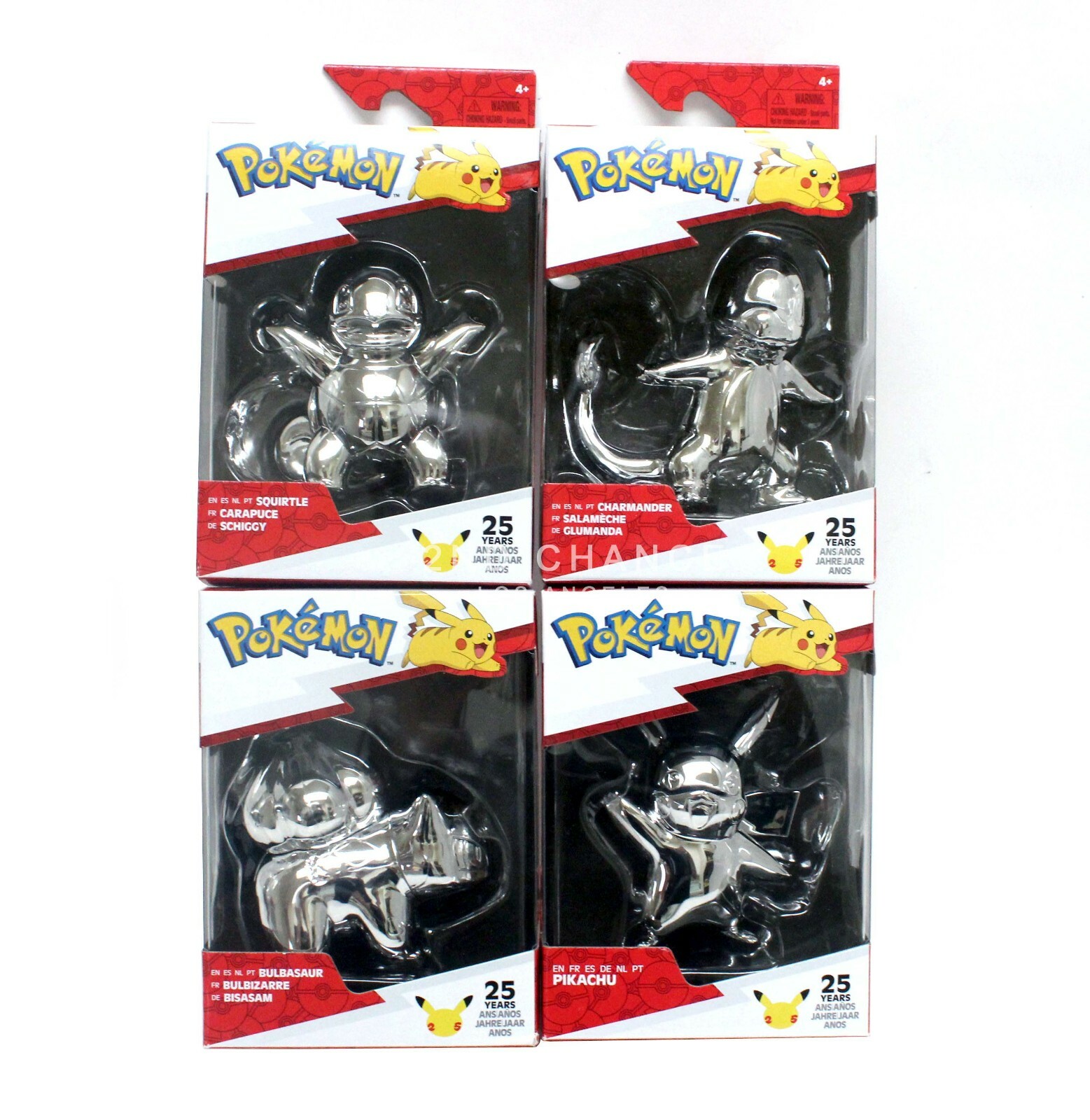 Jazwares Pokemon 25th Anniversary Silver Pikachu Charmander
