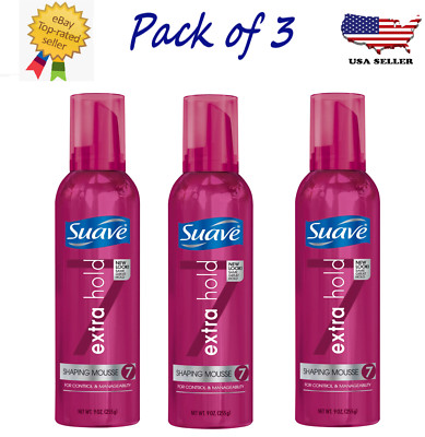 Suave Extra Hold Shaping Mousse, Female 9 oz (Pack of 3) Free Shipping