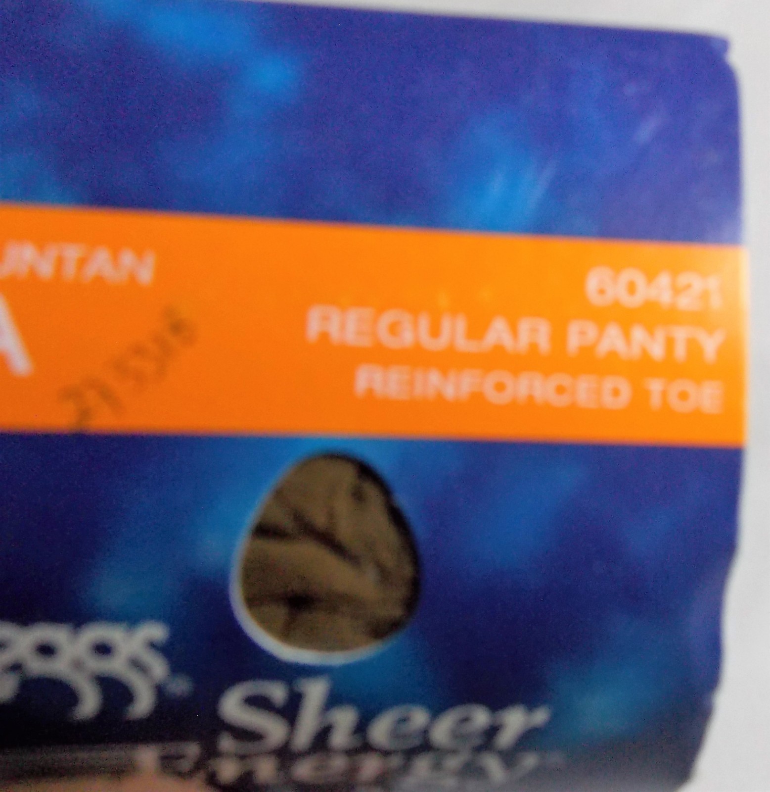 One Pair Leggs Sheer Energy #64021 Reg Pantyhose Reinforce Toe Sz A Suntan