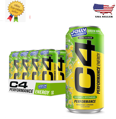 Cellucor C4 Performance Energy Drink | JOLLY RANCHER Green Apple 16 oz 12 Pack