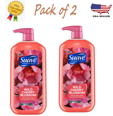 Suave Essentials Gentle Liquid Body Wash, Wild Cherry Blossom, 30 oz Pack of 2