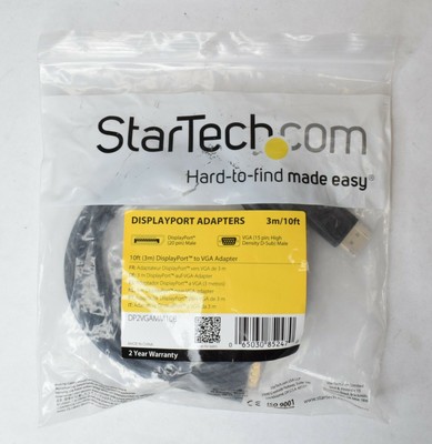 StarTech.com DP2VGAMM10B 10ft 3M DisplayPort to VGA Adapter Cable Black